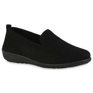 VAN HILL Dámské pantofle Slip Ons s úpletovou profilovanou podrážkou 840321, Barva: černá, Velikost: 39