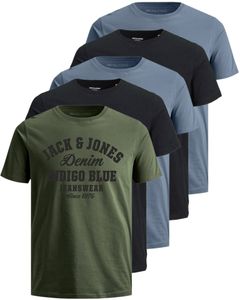 5er Pack Jack & Jones Big Size T-Shirts Übergrößen Herren T-Shirt Oversize, 5-BS-Mix1-5XL
