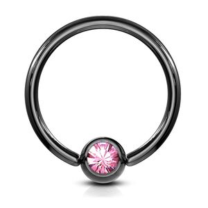 viva-adorno 1,6x12x5mm Universal Piercing Ring BCR Kristall Lippenring Klemmring Septumpiercing Brustpiercing Chirurgenstahl Z294,pink