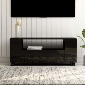 [ ]TV-Lowboard/TV-Schrank/Fernsehschrankim/TV-Möbel skandinavischen Stil,Sideboard HiFi,Hochglanz-Schwarz 120 x 35 x 43 cm Spanplatte Größe:120 x 35 x 43 cm©2051