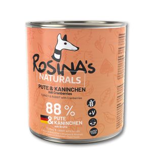 Premium Hundefutter "Power Pärchen" Pute & Kaninchen, Cranberries, 88 % Fleischanteil, 1 x 800 g Dose