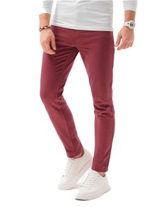 Ombre Męskie Spodnie Chino Długie Eleganckie Casual 98% Bawełna 7 Kolorów Slim S-XXL P1059 Burgundy M