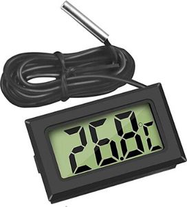 mini Thermometer Temperatur Anzeige mit Fühler digital 1m Kabel Schwarz mini Thermometer Temperatur Anzeige mit Fühler digital 1m Kabel Schwarz