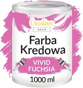 Creative Deco Farba Kredowa 1000 ml | Matowa i Zmywalna | Fuksja | Idealna do renowacji mebli, decoupage’u i dekoracji