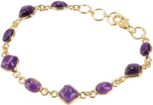 Indisches Boho Armband, Vergoldetes Armband aus Sterling Silber mit Halbedelsteinen - Amethyst, Violett, SterlingSilber, 20*1 cm, Armreifen & Armbänder aus Silber