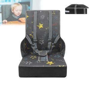 LARS360 Mobiler Kinder Sitzerhöhung Faltbar Boostersitz hochstuhl Baby Stühle Gurt mit drei Punkten Kindersitzerhöhung Grau