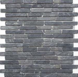 Mosaik Fliese Marmor Naturstein schwarz Brick Nero Marquina MOS40-0125