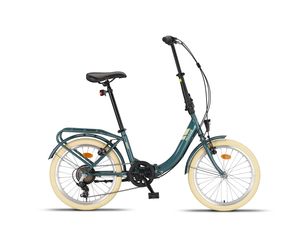 PACTO EIGHT - Vysoko kvalitný skladací bicykel 27 cm oceľový rám 20 palcové dvojstenné hliníkové ráfiky 6-rýchlostný skladací bicykel Shimano zelená