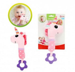 Toi-Toys beißring und Rassel Einhorn 26 cm Baumwolle rosa