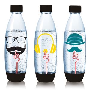 Sodastream 1741322310 3x Kunststoffflasche "Hipster" 1L  fürTrinkwassersprudler