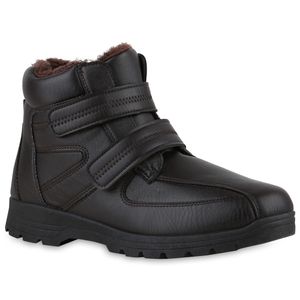 VAN HILL Herren Warm Gefüttert Winter Boots Stiefel Bequem Kunstfell Schuhe 840004, Farbe: Dunkelbraun, Größe: 43