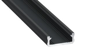 LED Aluminium Profil Leiste Schwarz | Typ D | Mit Endkappe und Montagehalterung | Schwarz Abdeckung | 1m