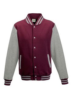 Just Hoods Herren Varsity Jacket Sweatjacke JH043 burgundy/heather grey XS