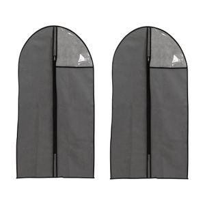 2er Pack Premium Kleidersack 80 g/m² 60 x 100 cm Vliesstoff Kleiderhülle mit Reißverschluss & Sichtfenster Schutzhülle Kleiderschutz