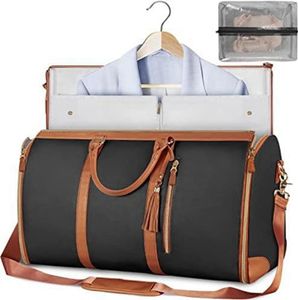 2 in 1 Umwandelbarer Kleidersack, Kleidertaschen, Weekender Anzugtasche Reisetasche für Business Reisen und Handgepäck, Kleidersäcke (Schwarz)