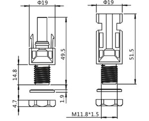 MC4 kompatibel PV Gehäusestecker / Aufbaudosenstecker (Paar)