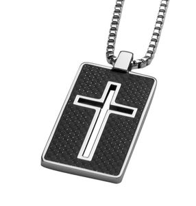 Police Herrenkette Halskette Dog Tag Kreuz Edelstahl Anhänger PJ26385PSS.01