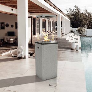 KRATKI Patio Light Granito - Terrassenheizer Gas 8,2kW - Propan-Gas G31/50mbar - Set mit Reduzierstück - Heizpilz für Garden - Heizstrahler