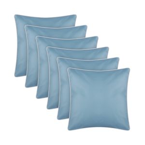 Outdoor Kissen mit Paspel 6er Pack ( 45 x 45 cm ) Türkis - Dekokissen Garten Reißverschluss - Schmutz- und Wasserabweisend - abnehmbarer Bezug