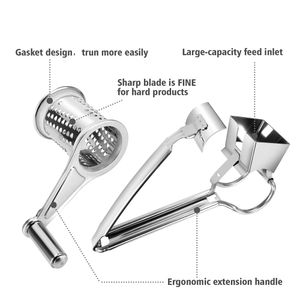 Käsereibe mit Kurbel, Edelstahl, spülmaschinengeeignet
