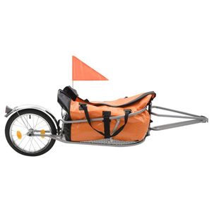 vidaXL Batožinový príves na bicykel s taškou oranžová a čierna
