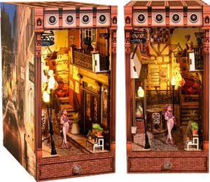 Topchances DIY Book Nook Kit, DIY Puppenhäuser Miniatur Haus Kit mit Möbeln und LED-Licht, 3D Puzzle Buchstützen aus Holz, Modellbausätze für Erwachsene Kinder zum Bauen,Stil E Topchances DIY Book Nook Kit, DIY Puppenhäuser Miniatur Haus Kit mit Möbeln und LED-Licht, 3D Puzzle Buchstützen aus Holz, Modellbausätze für Erwachsene Kinder zum Bauen,Stil E