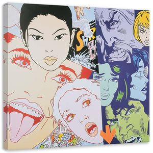 Feeby Wandbild Leinwand 30x30 Platz Pop-Art Bunt Frauen Gesichten Pop Art