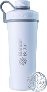 BlenderBottle Radian Edelstahl Trinkflasche, Thermoflasche mit BlenderBall, geeignet als Wasserflasche, Protein Shaker und Fitness Shaker, BPA frei, Doppelwandig, Vakuum isoliert - Weiß