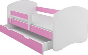 Kinderbett Jugendbett mit Matratze in Weiß / Rosa ACMA II 180x80 cm + Bettkasten