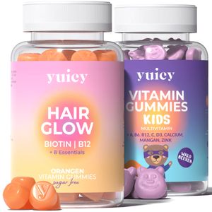 yuicy Hair Glow & Kids Multivitamin | Hochdosierte Vitamin Fruchtgummies Vegan