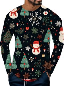 Herren Langarmshirts Weihnachtspullover Rundhals Sweatshirt Weihnachtsdruck Pulli Stil-J,Größe 6xl