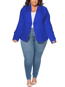 Damen Blazer Plus Size Strickjacke Jacke Casual Oversize Business Arbeit Jacken Mantel Blau,Größe L