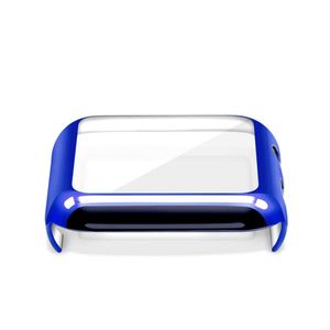 Schutzhülle für Apple Watch Serie 1, 2, 3, 4 Cover Case Bumper Schutz Hülle mit Schutzglas Displayschutz für iWatch Ultra-Thin, Farbe:Blau, Apple Watch Modell:Series 4, Größe Watch:44 mm