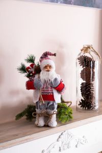 Weihnachtsmann Rot-Grau, Weihnachtsdekoration Santa Claus, stehend