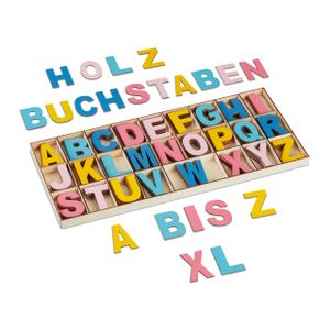 relaxdays 208-tlg. Holzbuchstaben Set bunt