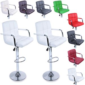 TRESKO® Sada 2 barových stoliček bílé barvy s područkami Opěrka Barová stolička Pultová stolička
