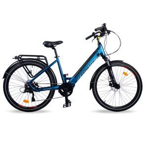 Urbanbiker Sidney Plus, 26-palcový mestský elektrobicykel, stredový motor 55 Nm, odnímateľná lítiová batéria 504 WH (36V 14 Ah), hydraulické kotúčové brzdy, modrá farba, muži a ženy, unisex, elektrický mestský bicykel