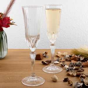 Rcr Adagio 6 Stück Champagnerglas Set 180 ml, Spülmaschinenfest, Bleifreies Kristallglas, Hochwertige Qualität, Glas Set