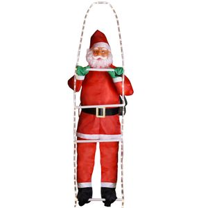 Deuba Weihnachtsmann auf Leiter XXL 240cm Innen und Außen 8 Leuchtfunktionen Santa Claus Nikolaus Figur Deko Weihnachten LED