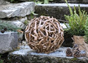 Dekokugel aus Treibholz, Ø 30 cm, Gartenkugel, Holzkugel, Holzdeko für Wohnzimmer & Balkon, Gartendeko für Draußen