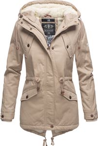 Marikoo Manolya Damen Winter Jacke Stepp Parka Mantel Teddyfell warm gefüttert Manolya Taupe Gr. 44 - XXL