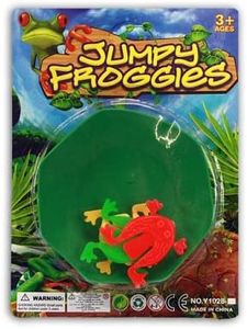 Froschspiel Jumpy Froggies mit 3 Fröschen auf Karte ca. 17x12,5cm