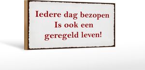 Holzschild Spruch 27x10cm ledere dag bezopen is ook een geregeld leven