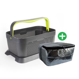 rati Basket, Auto Korb mit Isoliertasche zum Einkauf & Picknick & Lebensmitteltransport, mit Befestigungsadapter zum Kofferraum, rutschfest und Stabil während der Fahrt I aus 94% Recycling Material