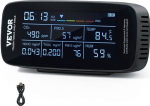Monitor jakości powietrza 9-IN-1 CO2 Temperatura Wilgotność Formaldehyd TVOC Tester AQI Profesjonalny licznik cząstek PM2.5 PM10 PM1.0 do wewnętrznego/zewnętrznego monitora jakości powietrza z progami alarmowymi