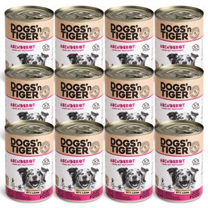 Dogs’n Tiger Adult Premium Hundefutter, Abendbrot, Nassfutter, Getreidefrei, Lamm, 12x400g