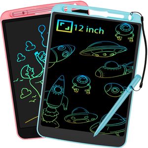 Zaubertafel LCD Schreibtafel 2 Pack Kinder Maltafel Drawing Tablet Zeichentafel, 12 Zoll Digital Notepad Flugzeug für Jungen und Mädchen (Rosa+Blau)