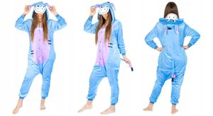 Jumpsuit Onesie für Damen und Herren - Sanft Kuschelig Unisex Pyjama - Warme Schlafanzug - Kostüm Karneval - Karnevalskostüm - M - Esel