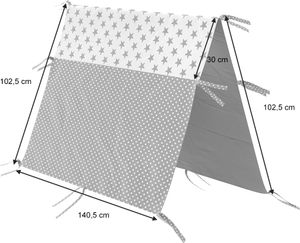 Vitalispa Kinderbettüberwurf Tipi, 70 x 140 cm, Grau/Weiß