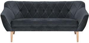 QLA Möbel 3-Sitzer Stoffsofa Skand in Dunkelgrau: Skandinavische Couch mit hohen Holzbeinen, Sitzfläche und Rückenlehne gepolstert